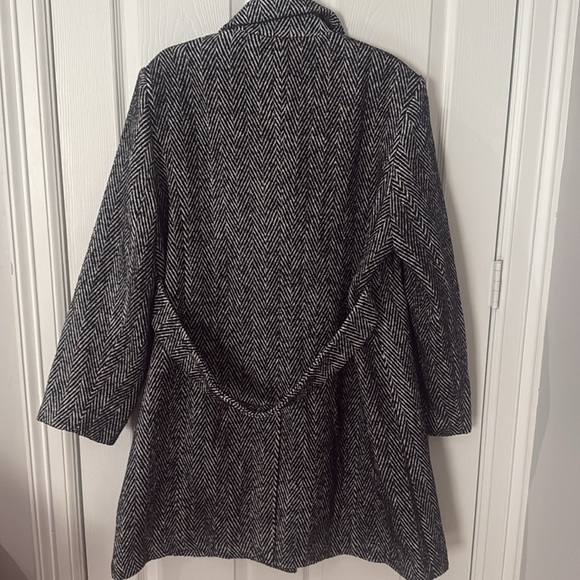 NWT Sam Edelman Black houndstooth wool Trench Coat XXL - Picture 5 of 5